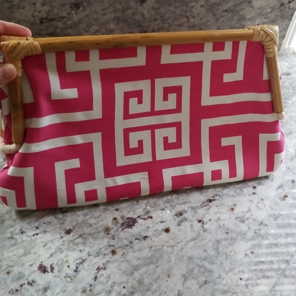 Hot pinkwhite Donna Dixon Clutch purse - Picture 1 of 7